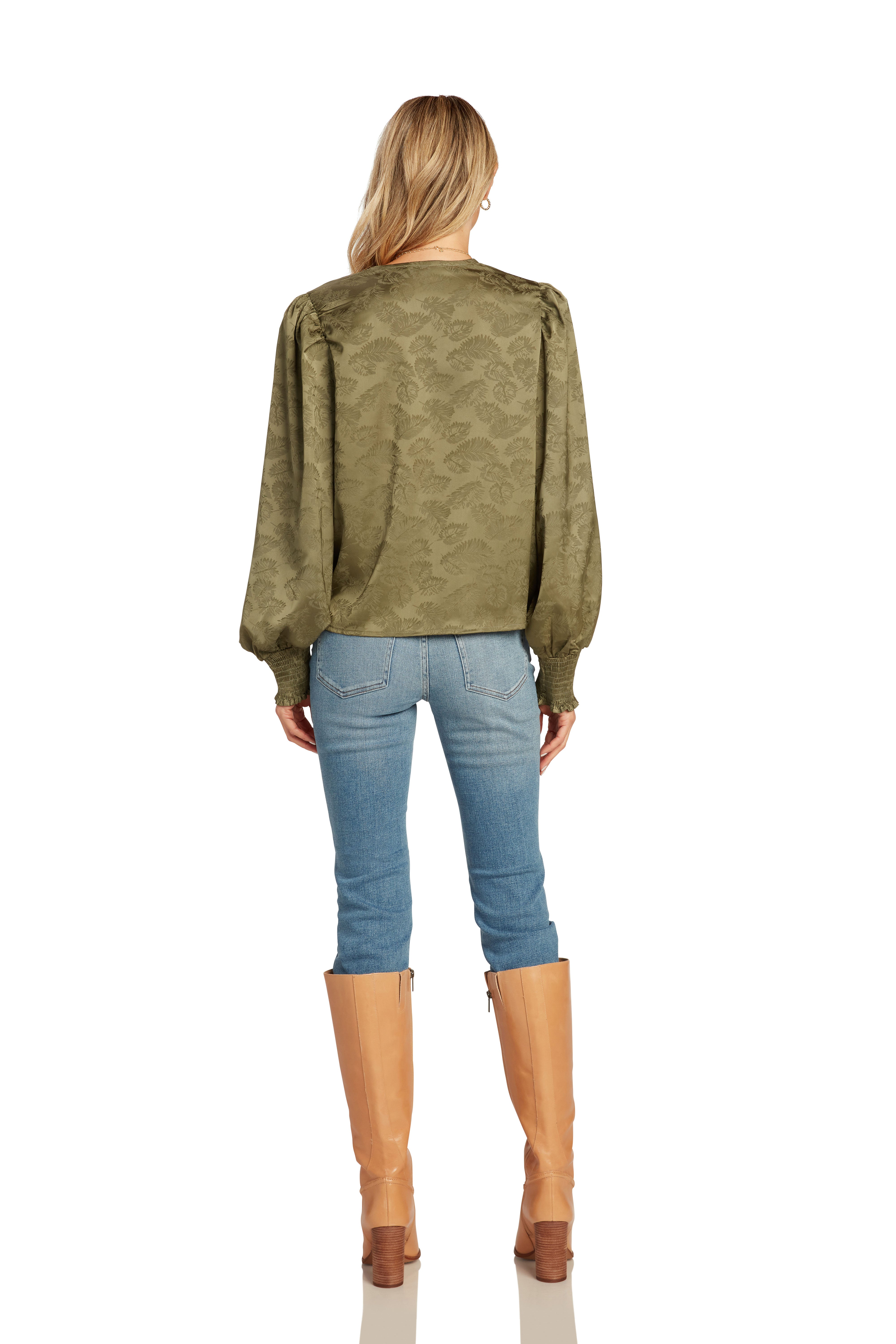 ABIGAIL BLOUSE OLIVE JACQUARD