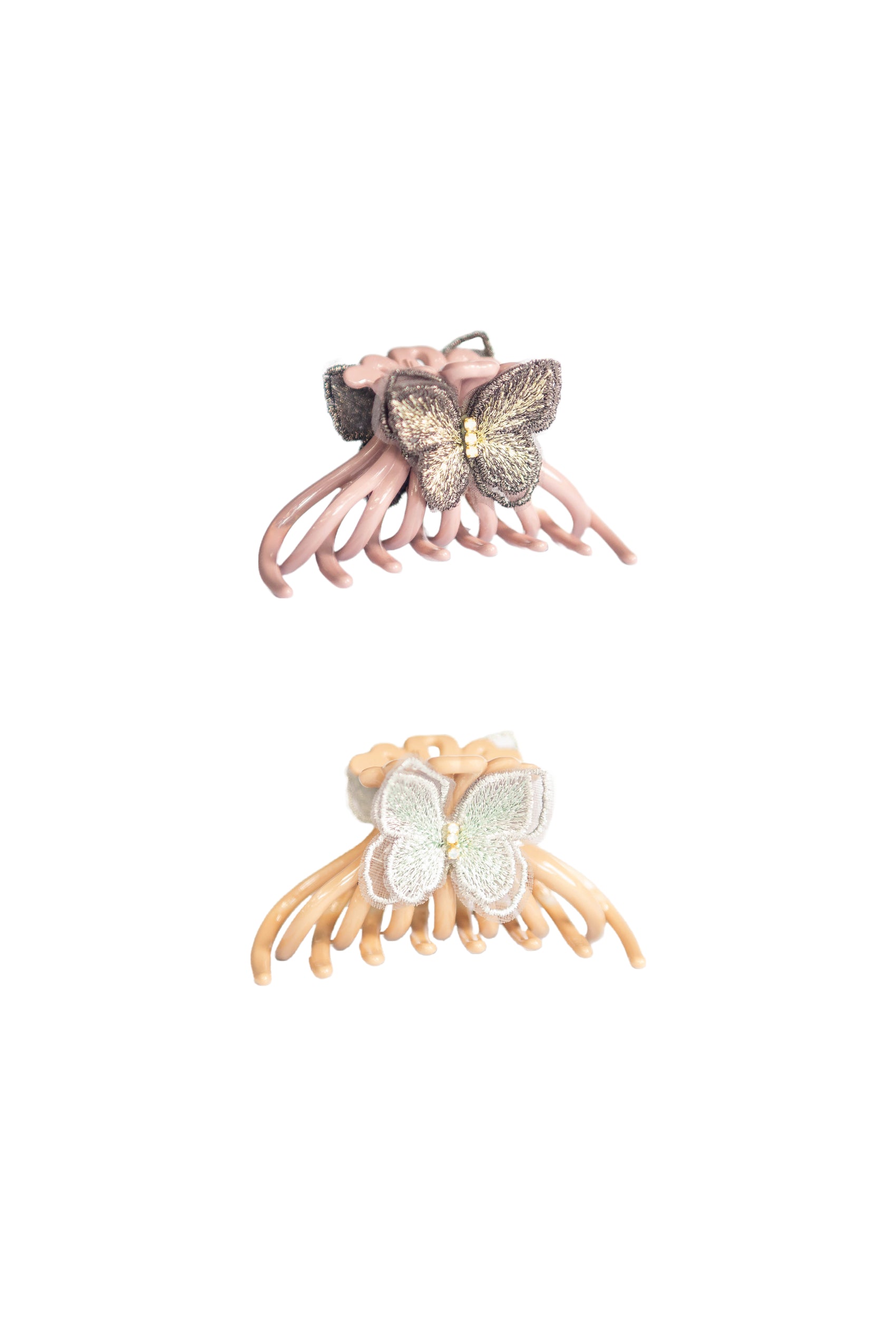 MARIPOSA HAIR CLAW SET OF TWO PINK/ORANGE