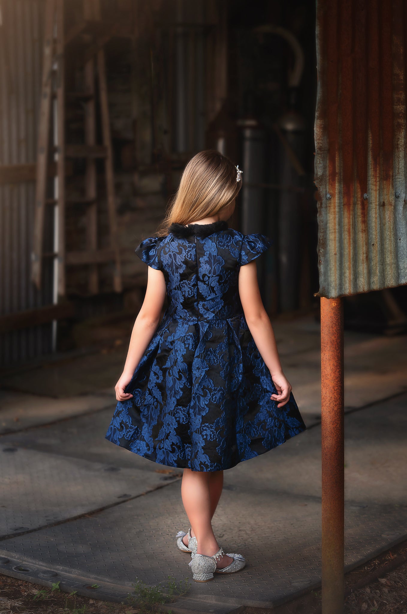 EVANGELINE DRESS NAVY JACQUARD