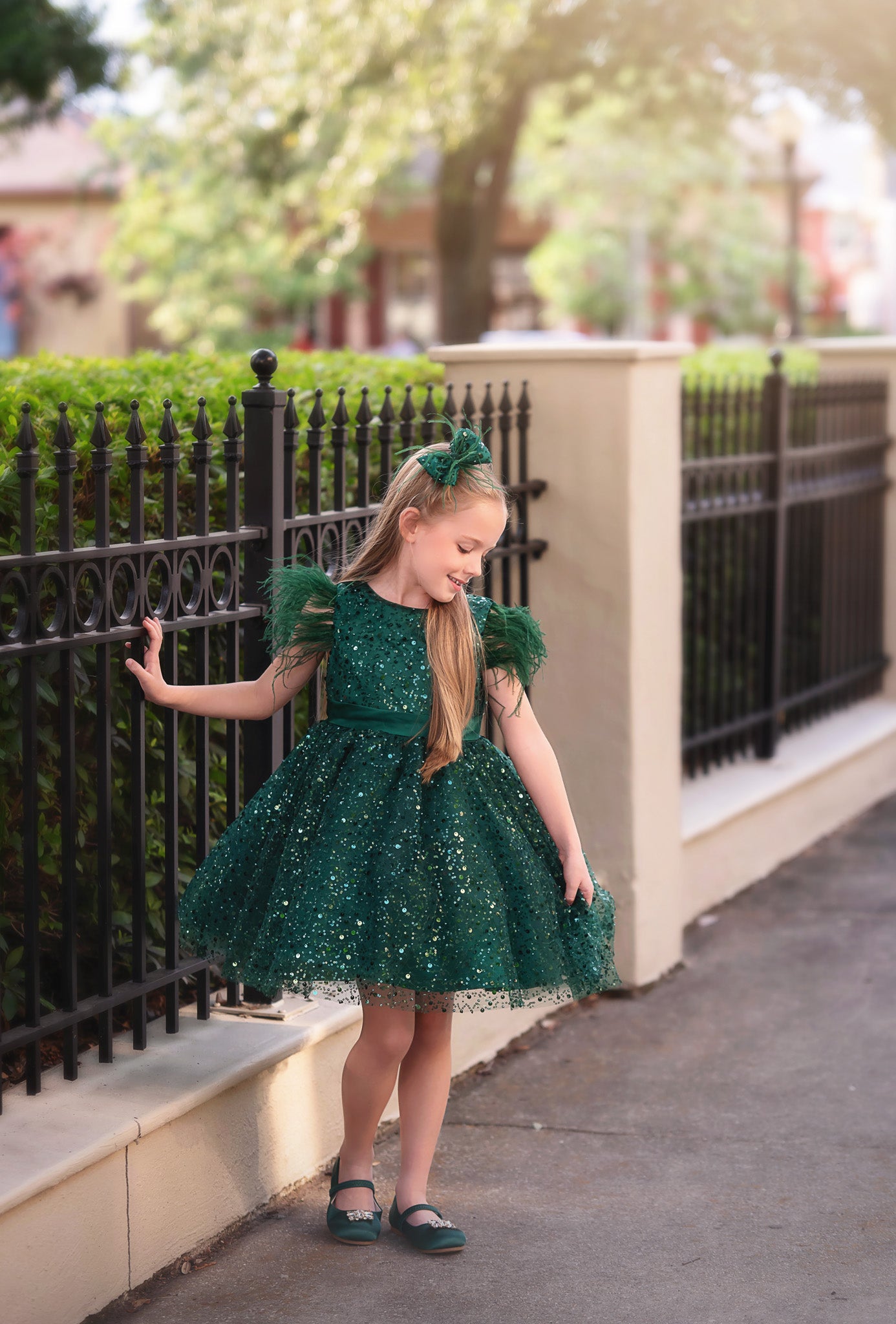 LUXURY COLLECTION ELIANA DRESS & HAIR BOW SET EMERALD