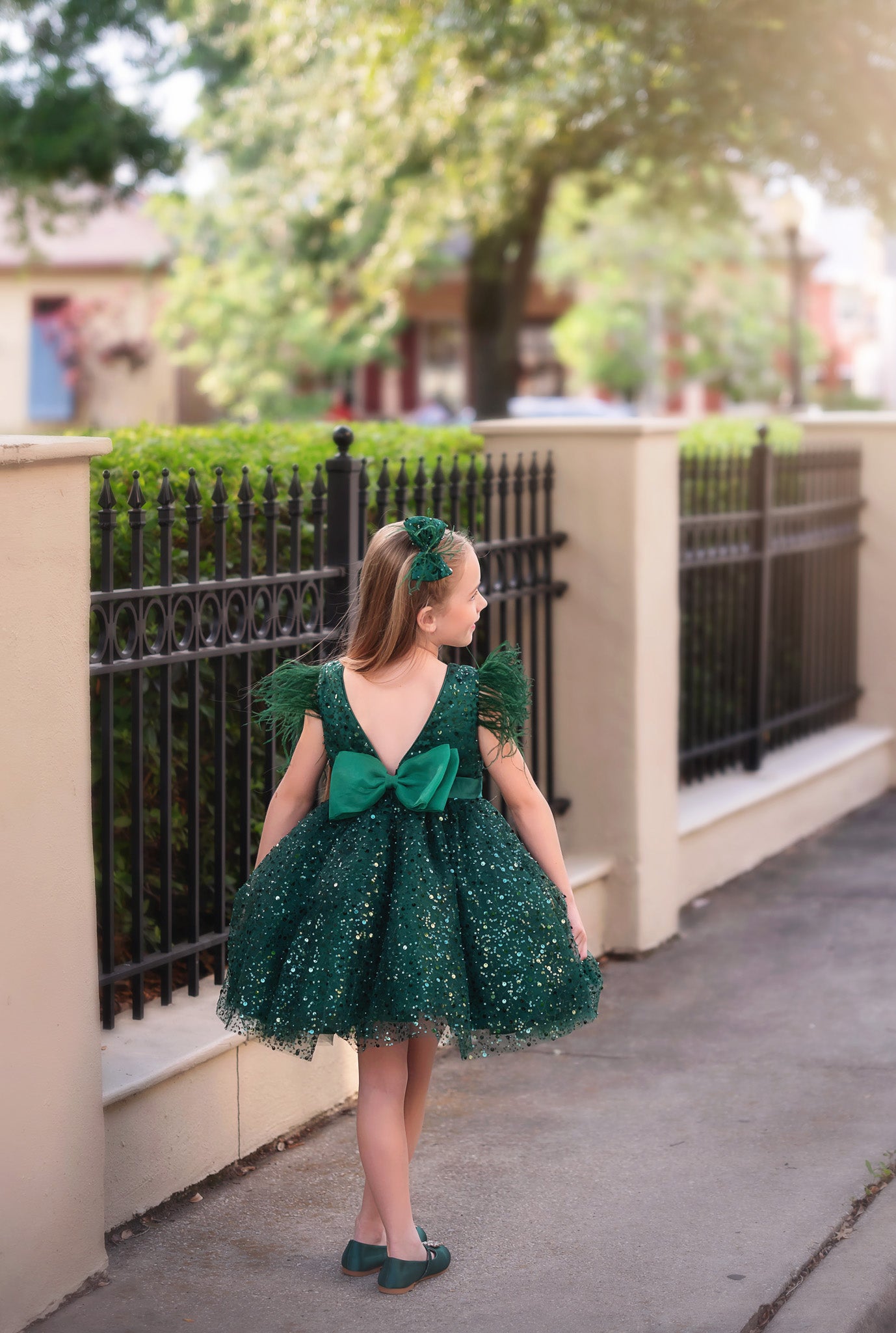 LUXURY COLLECTION ELIANA DRESS & HAIR BOW SET EMERALD