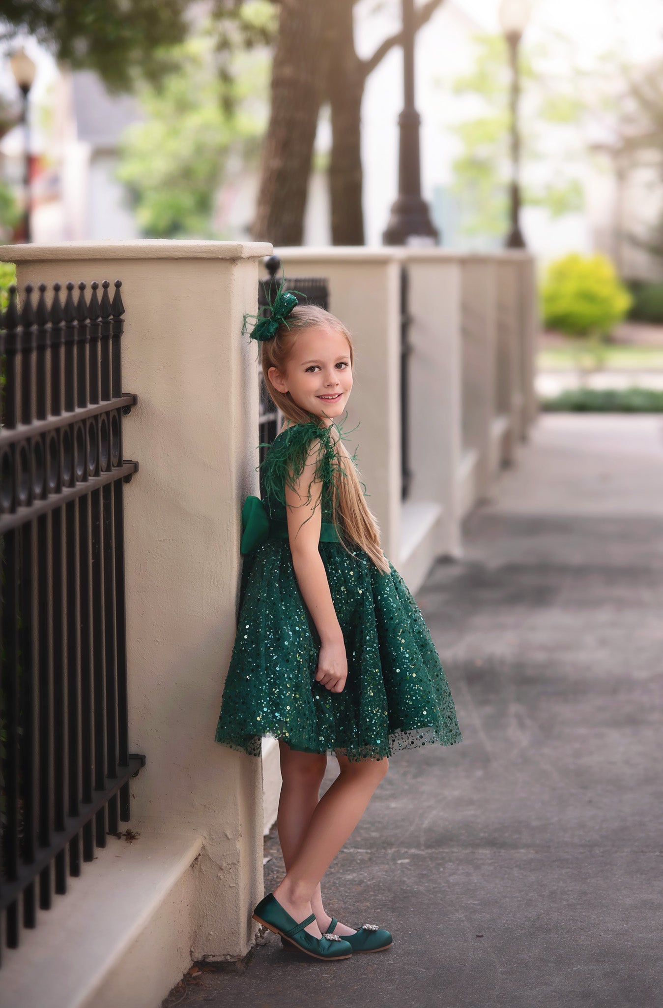 LUXURY COLLECTION ELIANA DRESS & HAIR BOW SET EMERALD