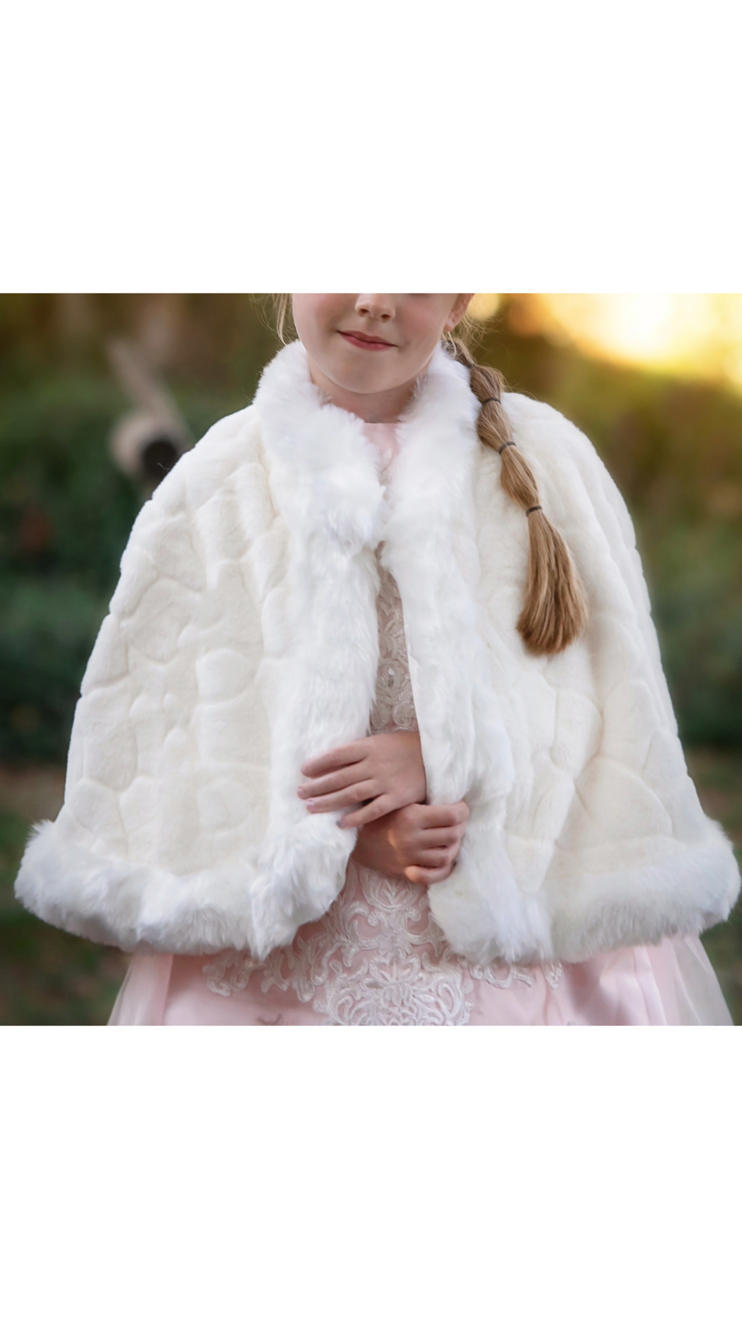 CATHERINE FAUX FUR CAPE WHITE