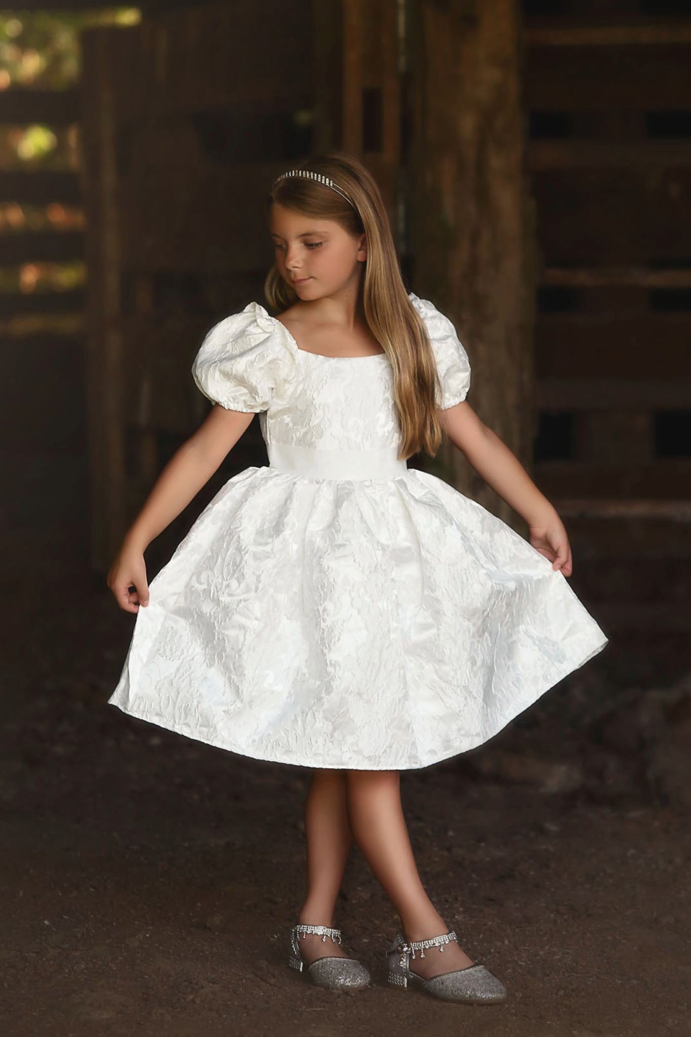 ARIELLE DRESS WHITE JACQUARD