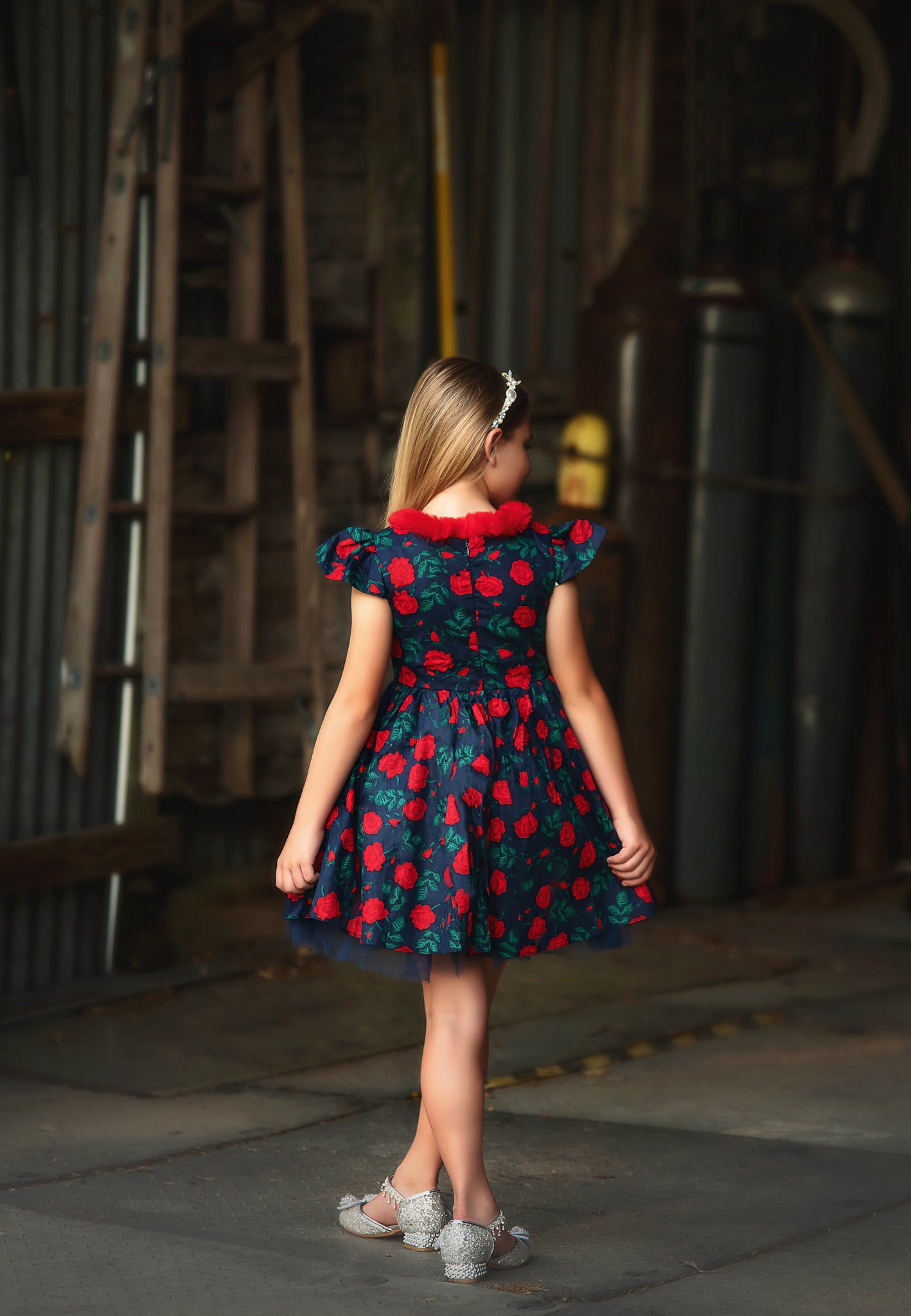 EVANGELINE DRESS NAVY ROSE FLORAL