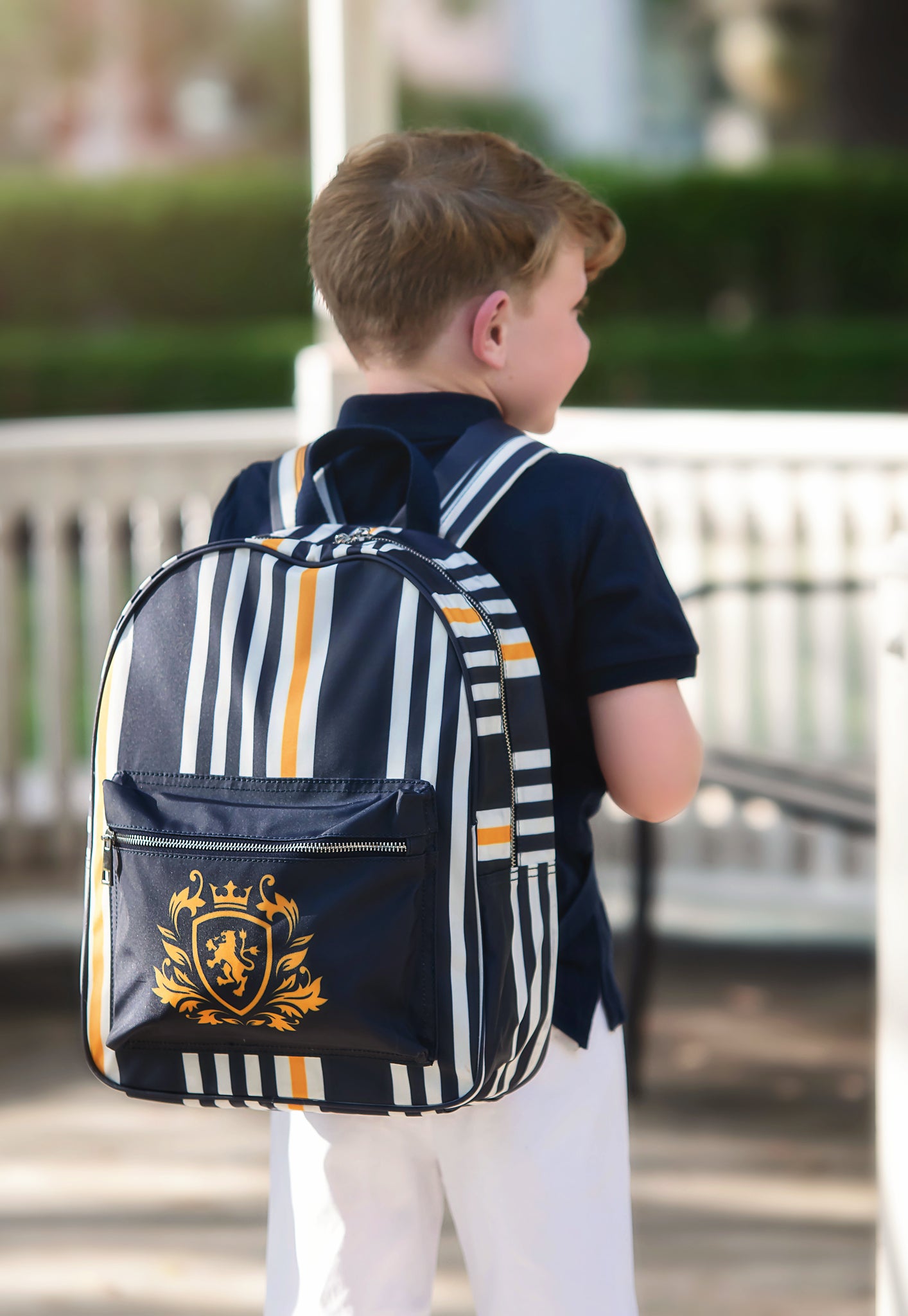 NAVY STRIPE PREP BACKPACK