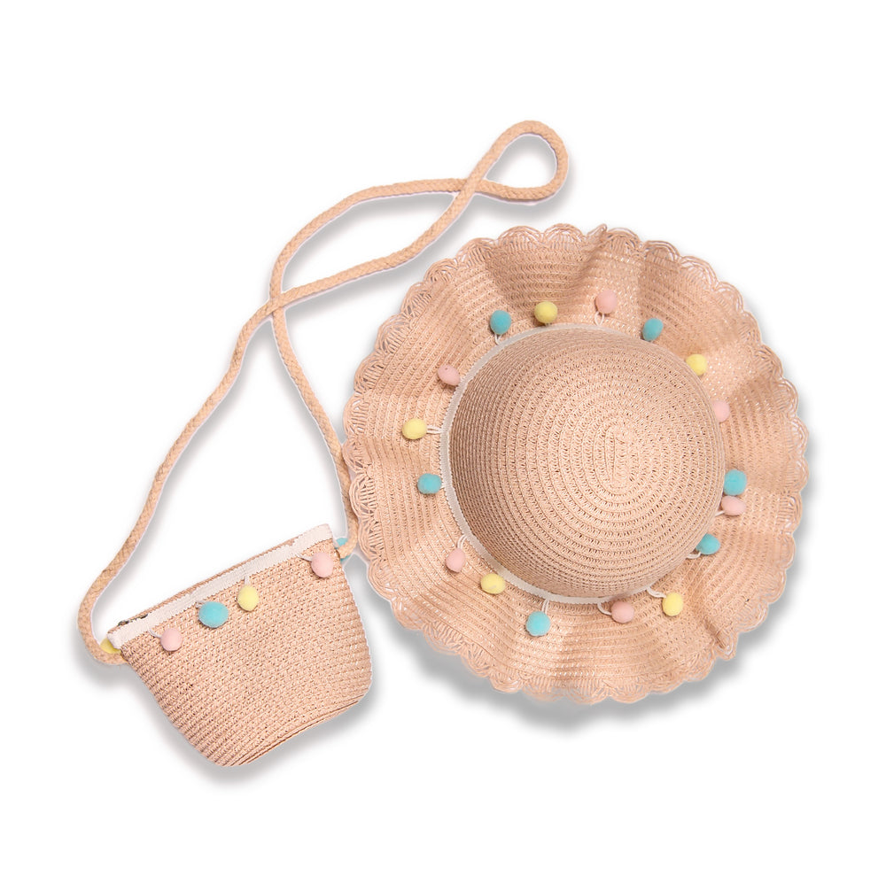 POM-POM HAT & PURSE SET PINK