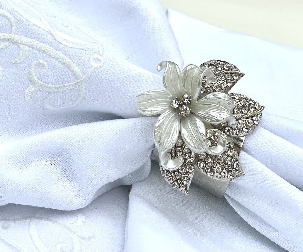 FLEUR BLANCHE NAPKIN RING SET OF 2