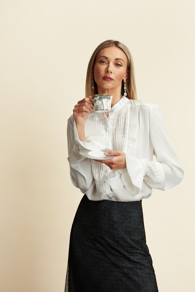 MAYA TUXEDO BLOUSE WHITE