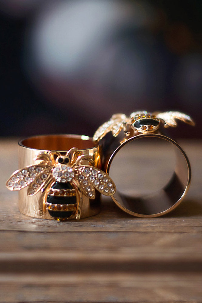 QUEEN BEE NAPKIN RING SET OF 2