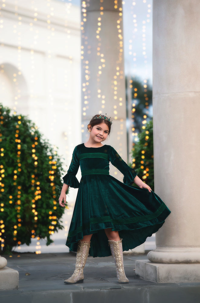 LILY DRESS EMERALD VELVET