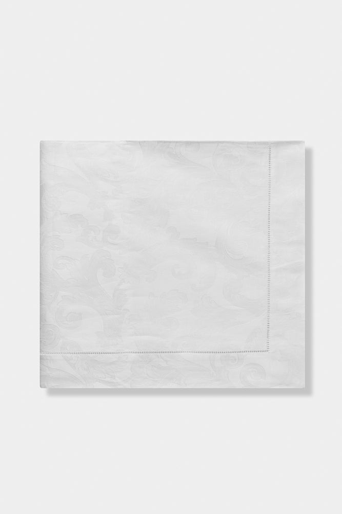 MILANO WHITE JACQUARD TABLE CLOTH 56" SQUARE