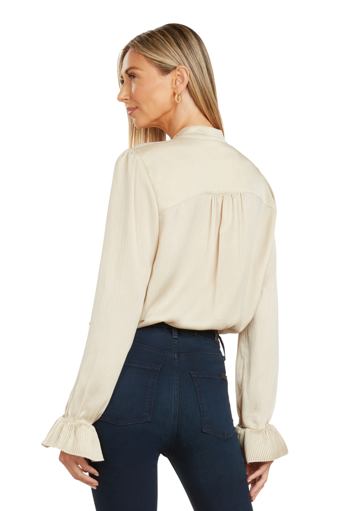 MAYA TUXEDO PLEATED BLOUSE CHAMPAGNE