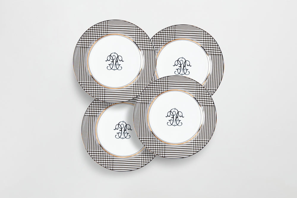 GLEN PLAID APPETIZER PLATES-4PC. SET