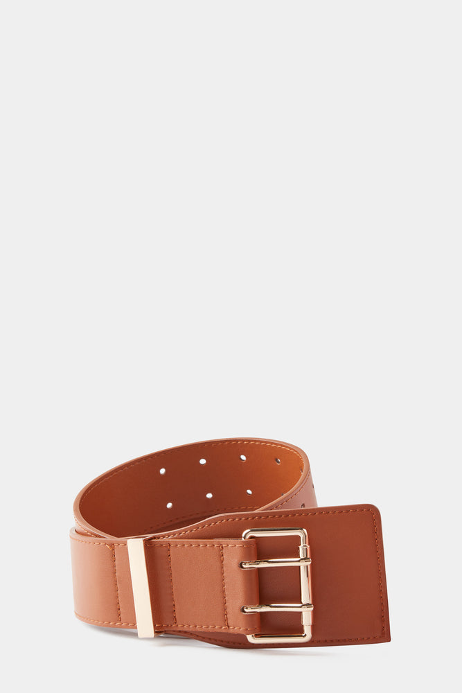 NAYA WIDE LEATHER BELT SADDLE