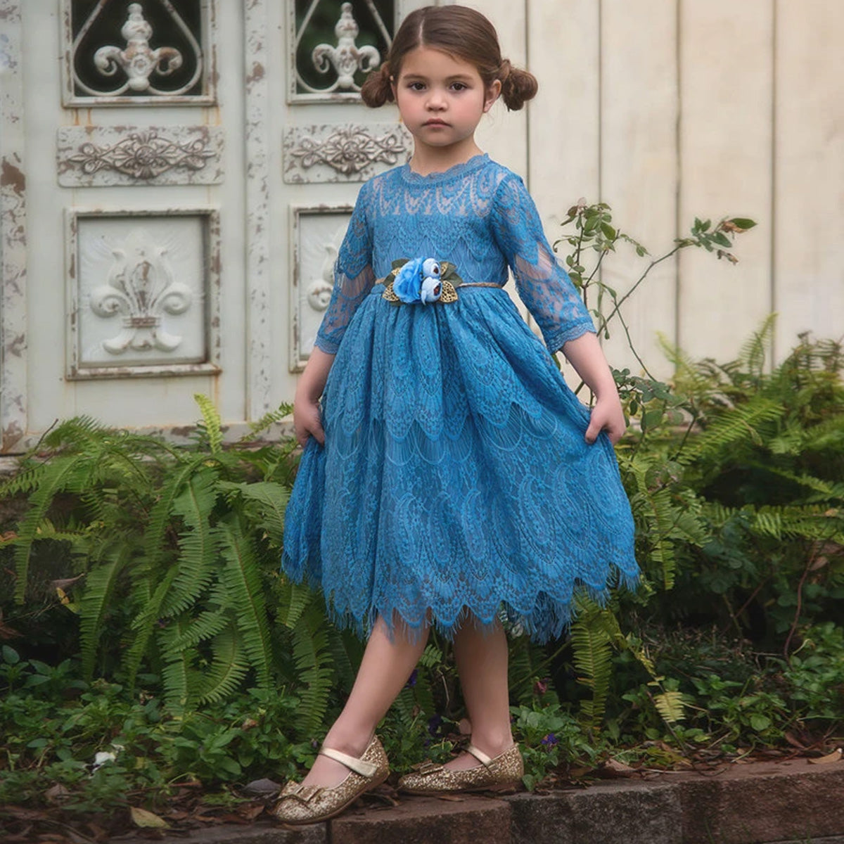 BELLA RAFAELA DRESS & BELT SET CAROLINA BLUE