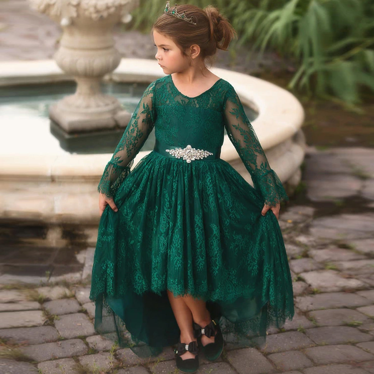 AINSLEY DRESS & BELT SET EMERALD