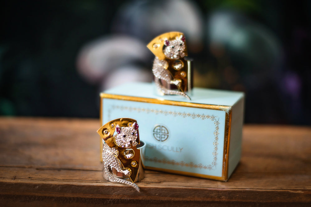 MOUSE & CHEESE NAPKIN RING SET OF 2