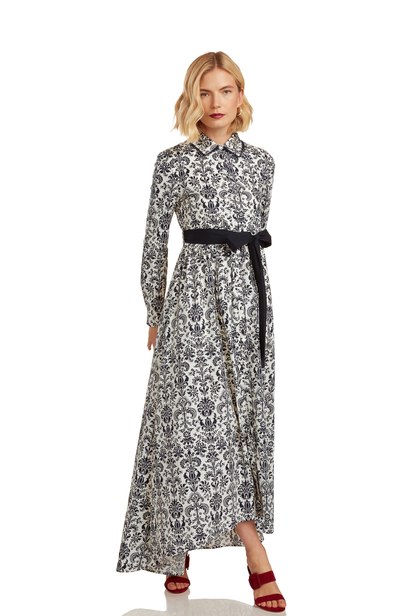 CONSTANCE MAXI DRESS NAVY DAMASK