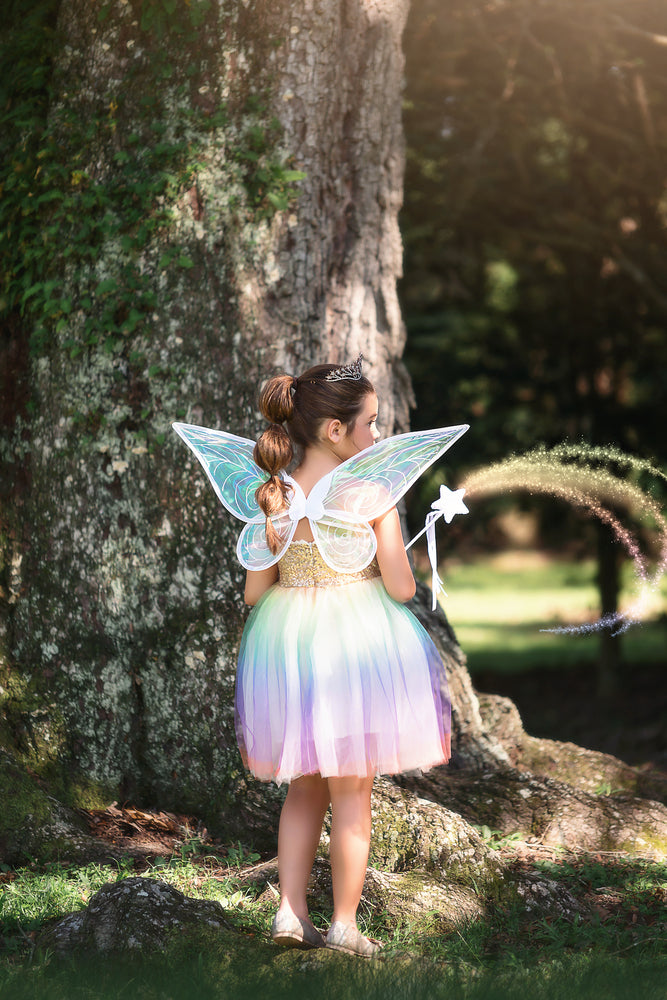 FAIRY DRESS, WINGS & WAND SET-3PC