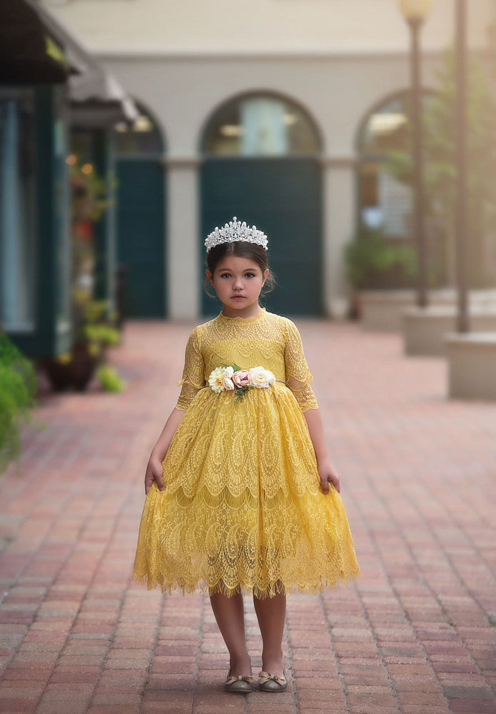 BELLA RAFAELA DRESS & BELT SET SUNFLOWER