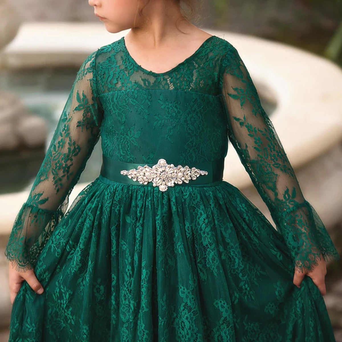 AINSLEY DRESS & BELT SET EMERALD