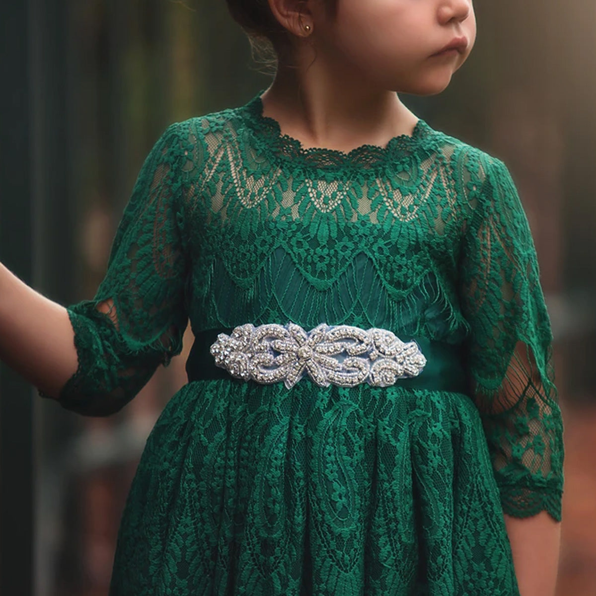 BELLA RAFAELA DRESS & BELT SET-EMERALD