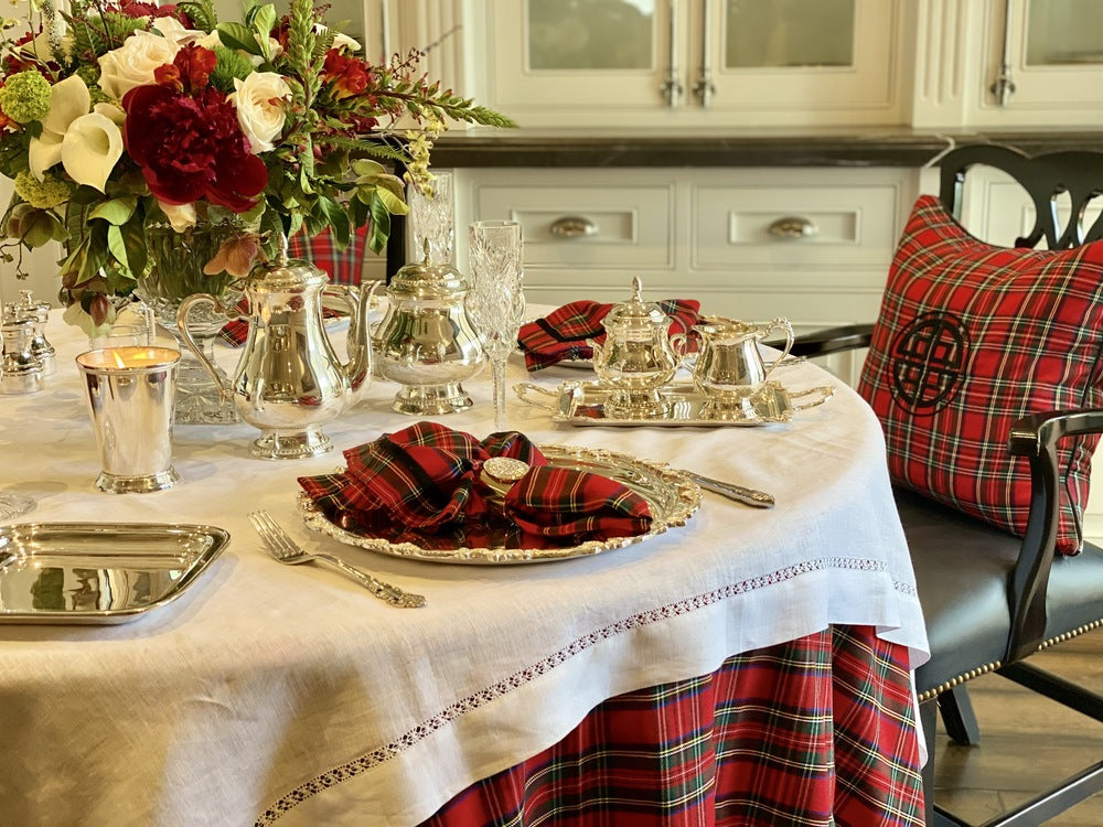 ROYAL STEWART TARTAN EMBROIDERED PILLOW CASE