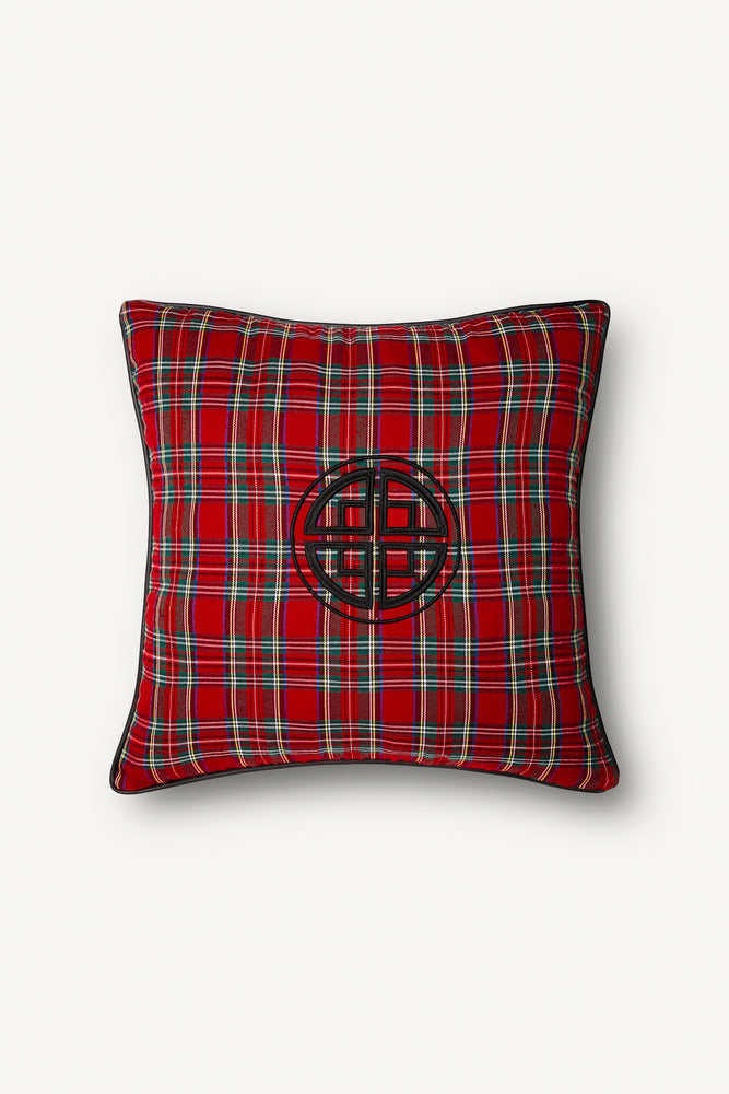 ROYAL STEWART TARTAN EMBROIDERED PILLOW CASE