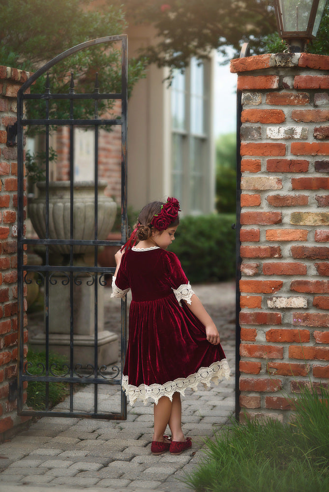 ROSALINA DRESS BURGUNDY VELVET