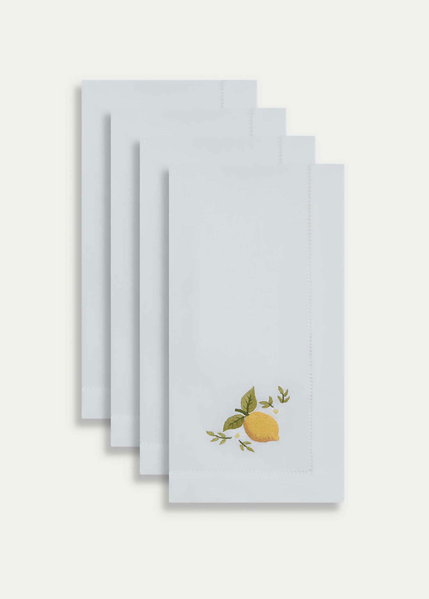 HAND EMBROIDERED LEMON NAPKIN SET OF 4