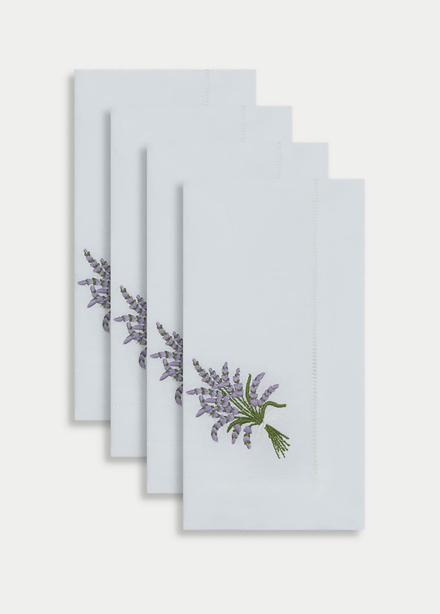 ITALIAN LINEN LAVENDER EMBROIDERY NAPKINS, SET OF 4