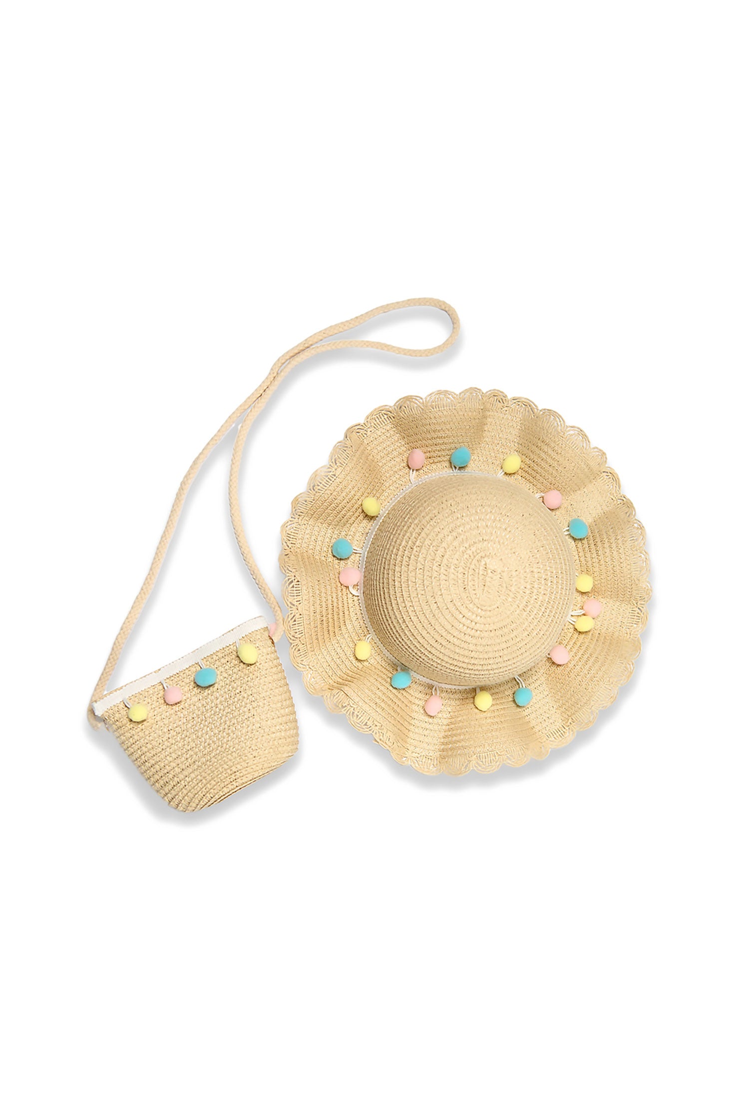 POM-POM HAT & PURSE SET IVORY