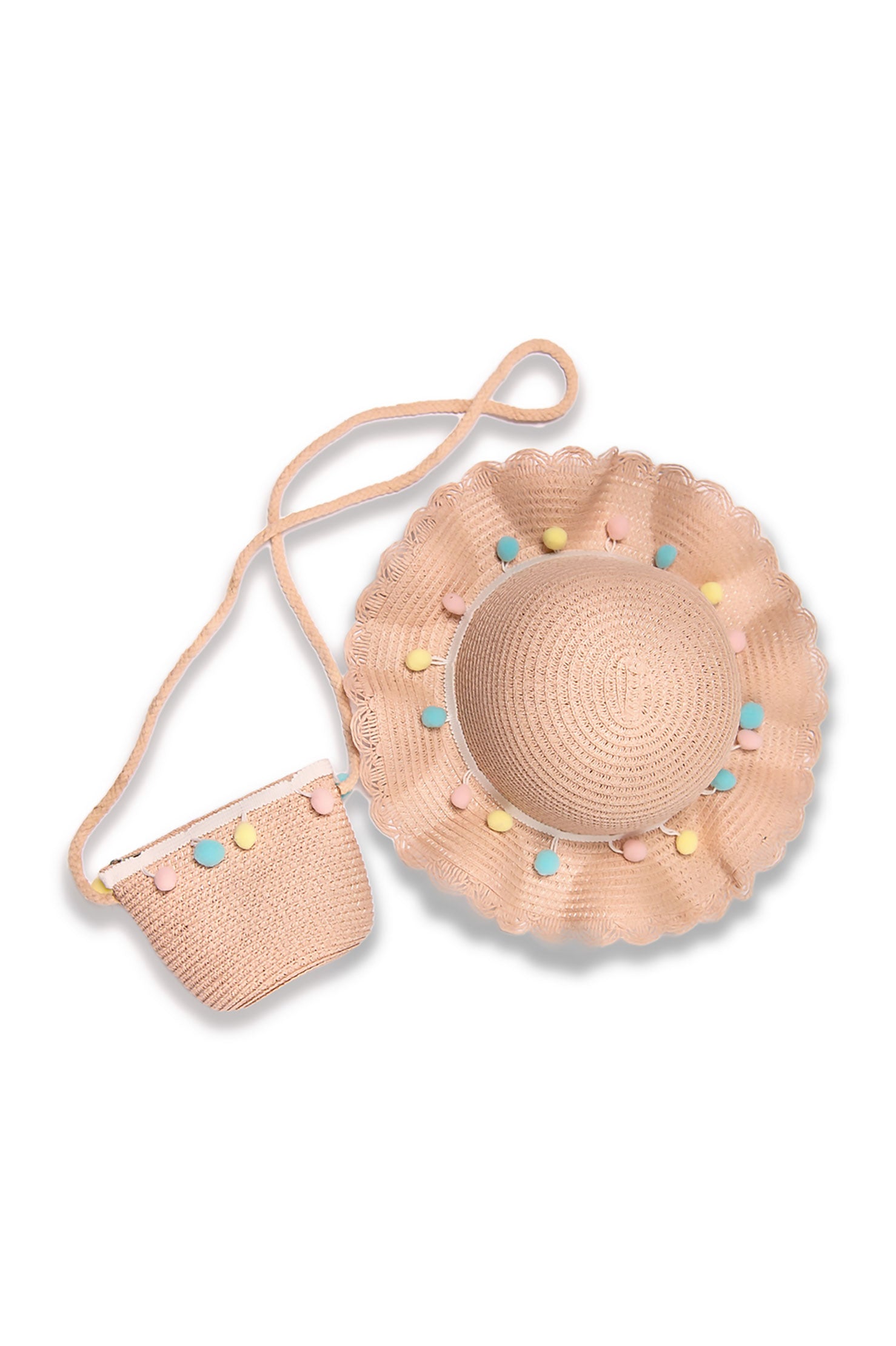 POM-POM HAT & PURSE SET PINK