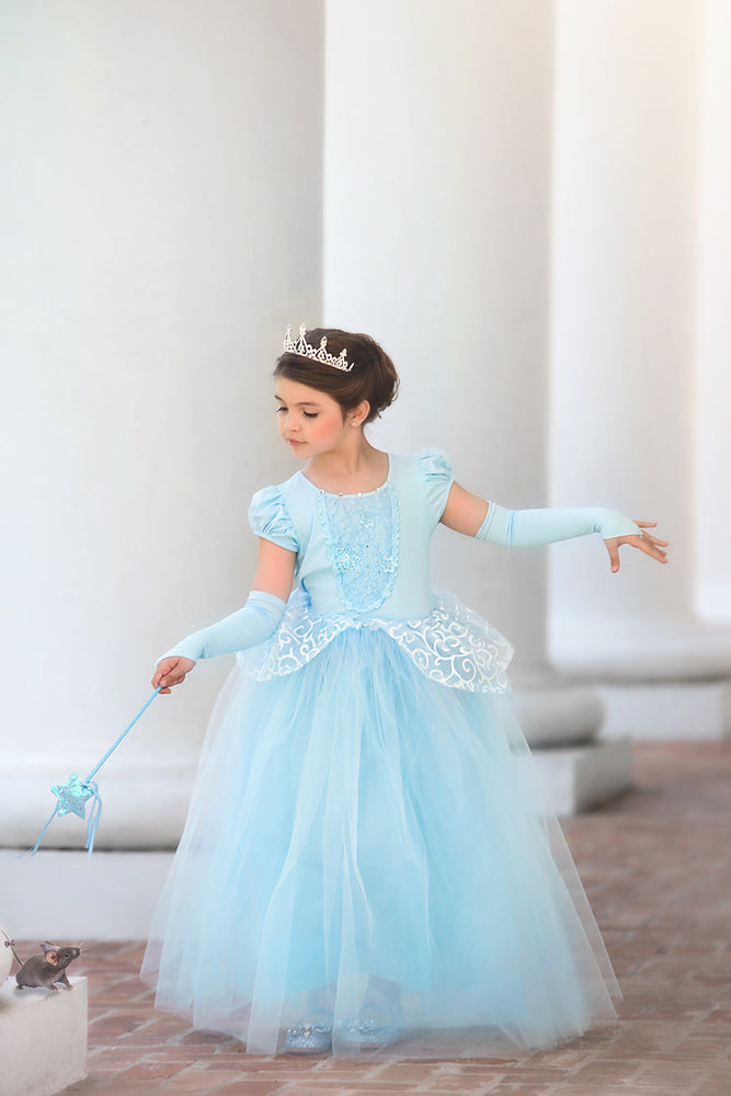 PRINCESS ADELINE GOWN & GLOVES SET BLUE