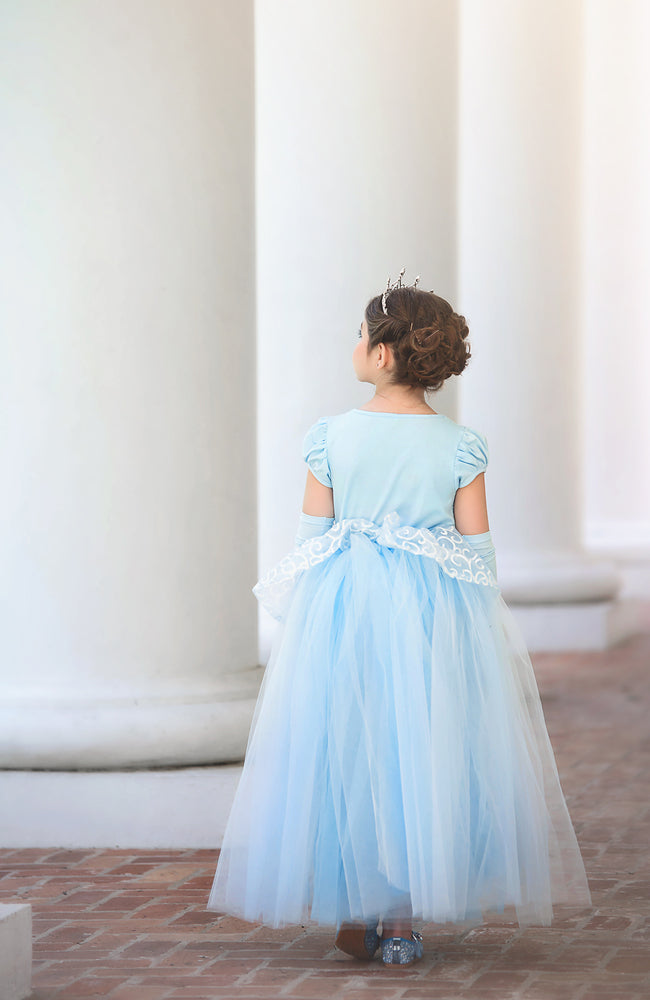 PRINCESS ADELINE GOWN & GLOVES SET BLUE