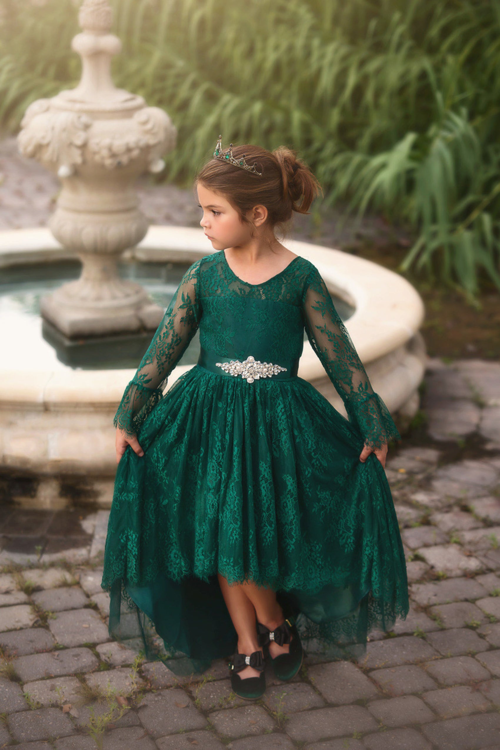 AINSLEY DRESS & BELT SET EMERALD