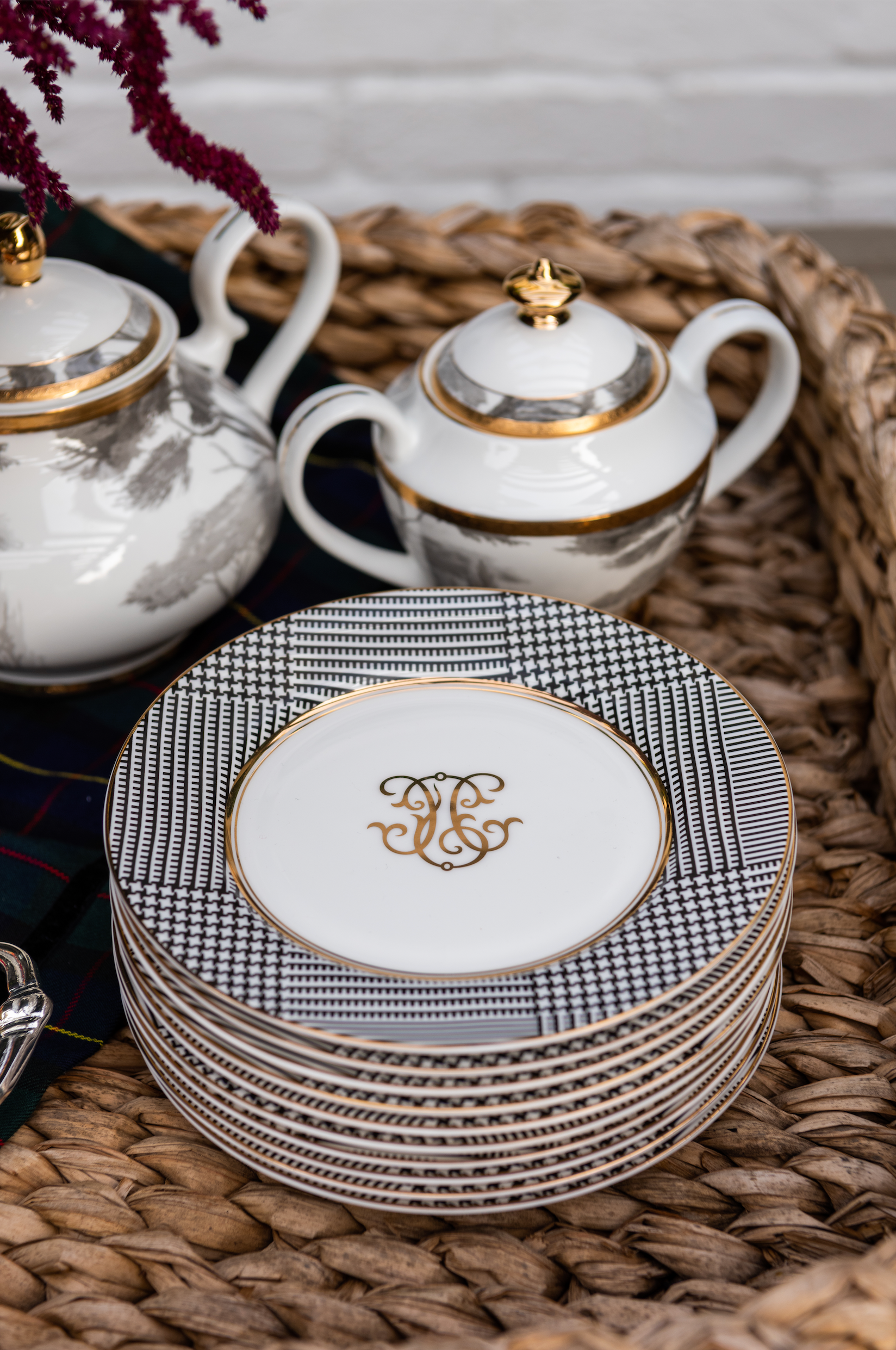 GRISAILLE BONE CHINA TEA SERVICE