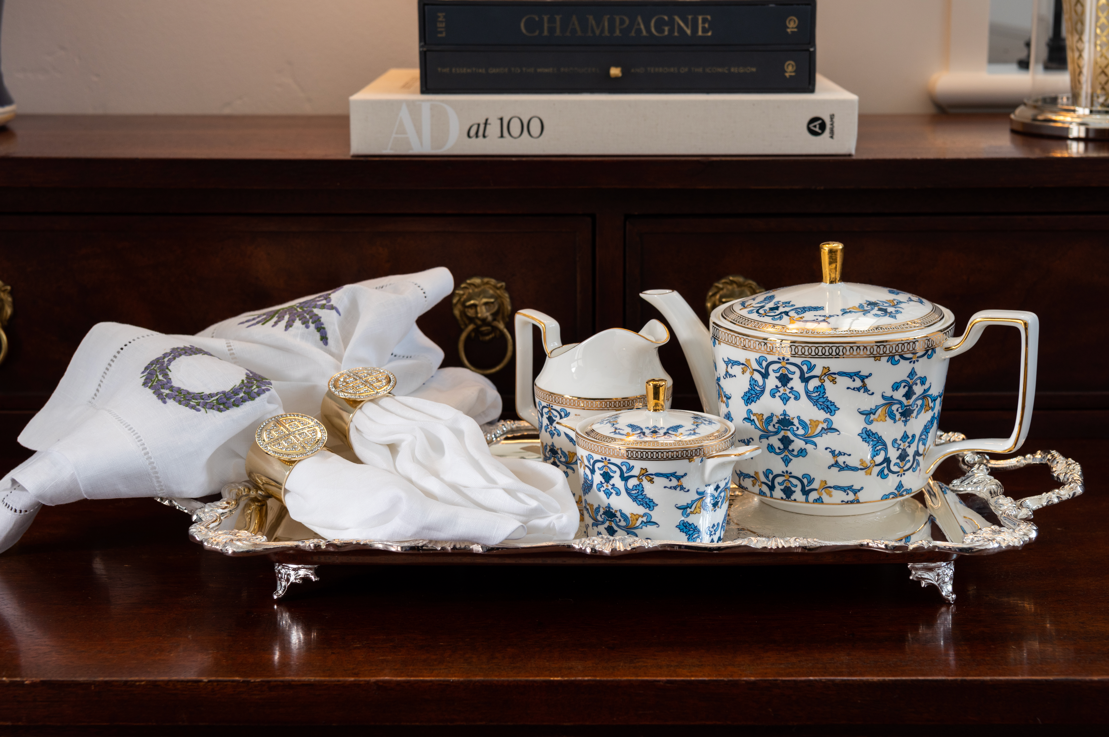 CORINNE 3PC. BONE CHINA TEA SERVICE