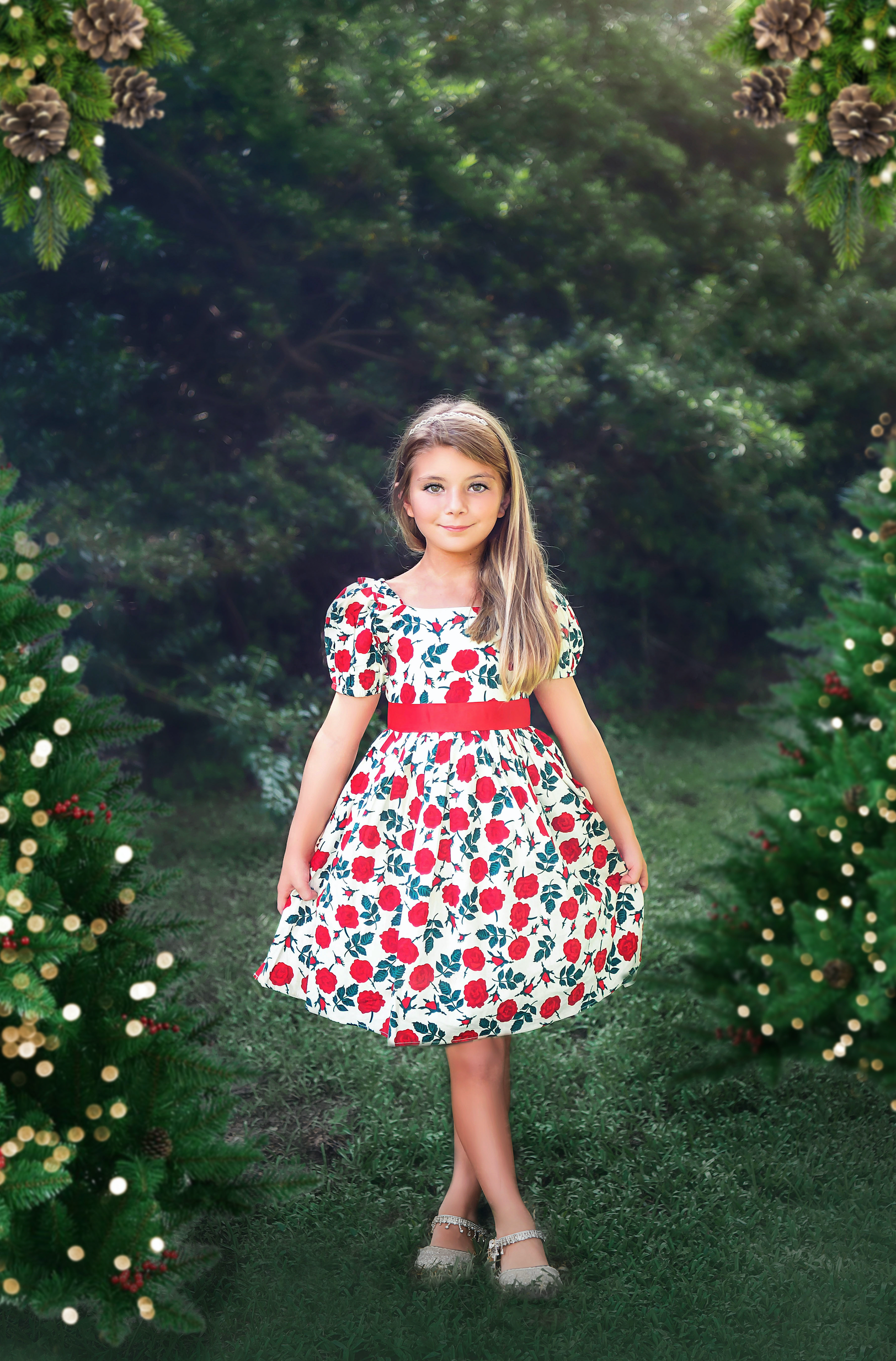 ARIELLE DRESS RED ROSE FLORAL