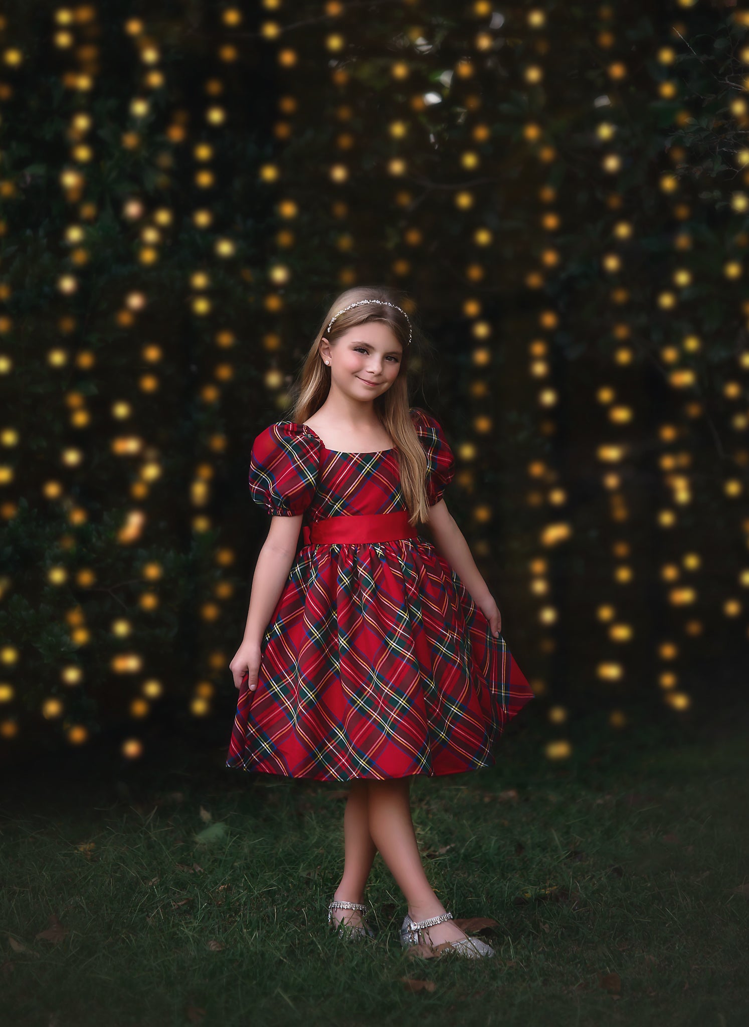 ARIELLE DRESS STEWART TARTAN