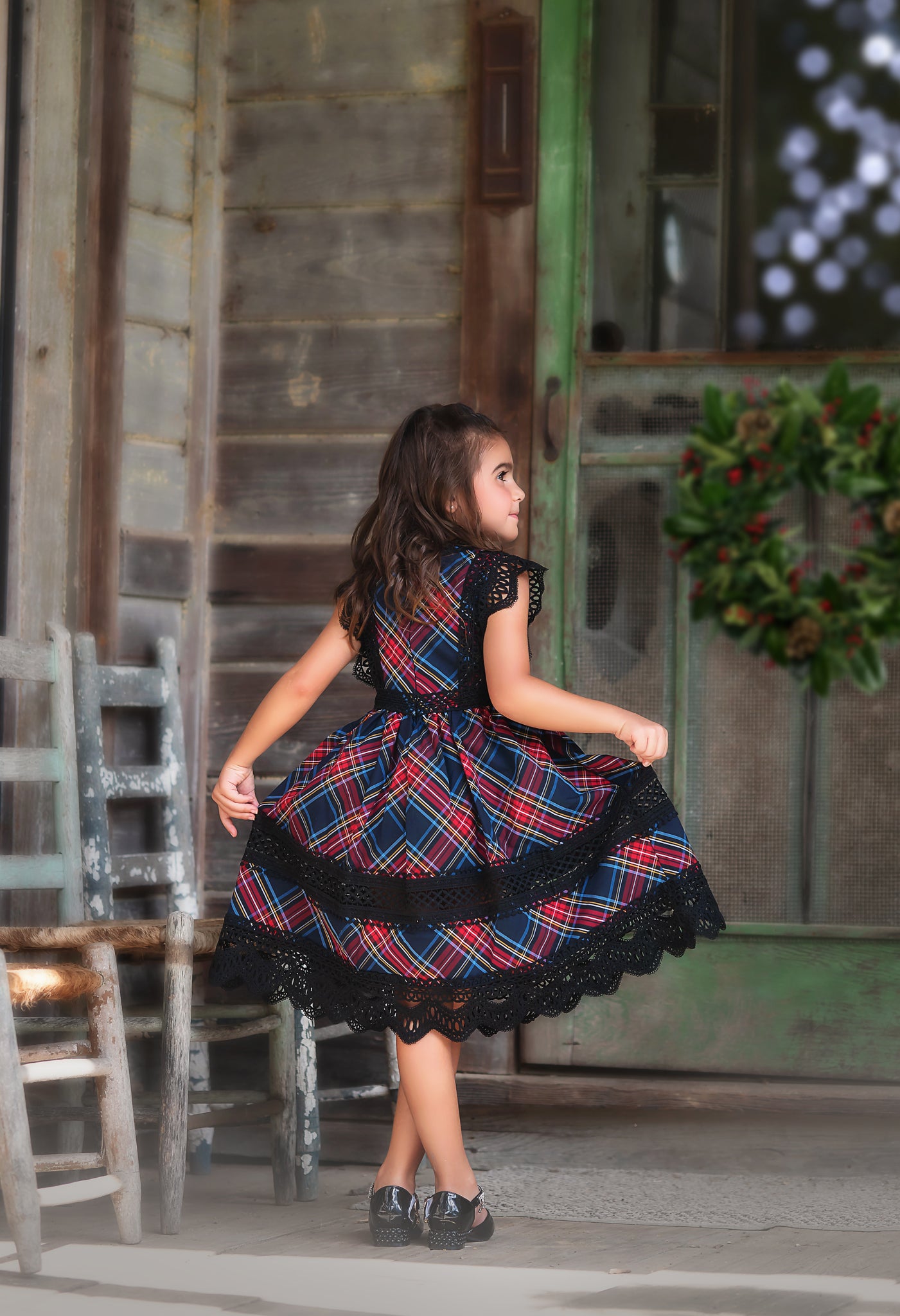 EVERLY DRESS BLACK WATCH TARTAN