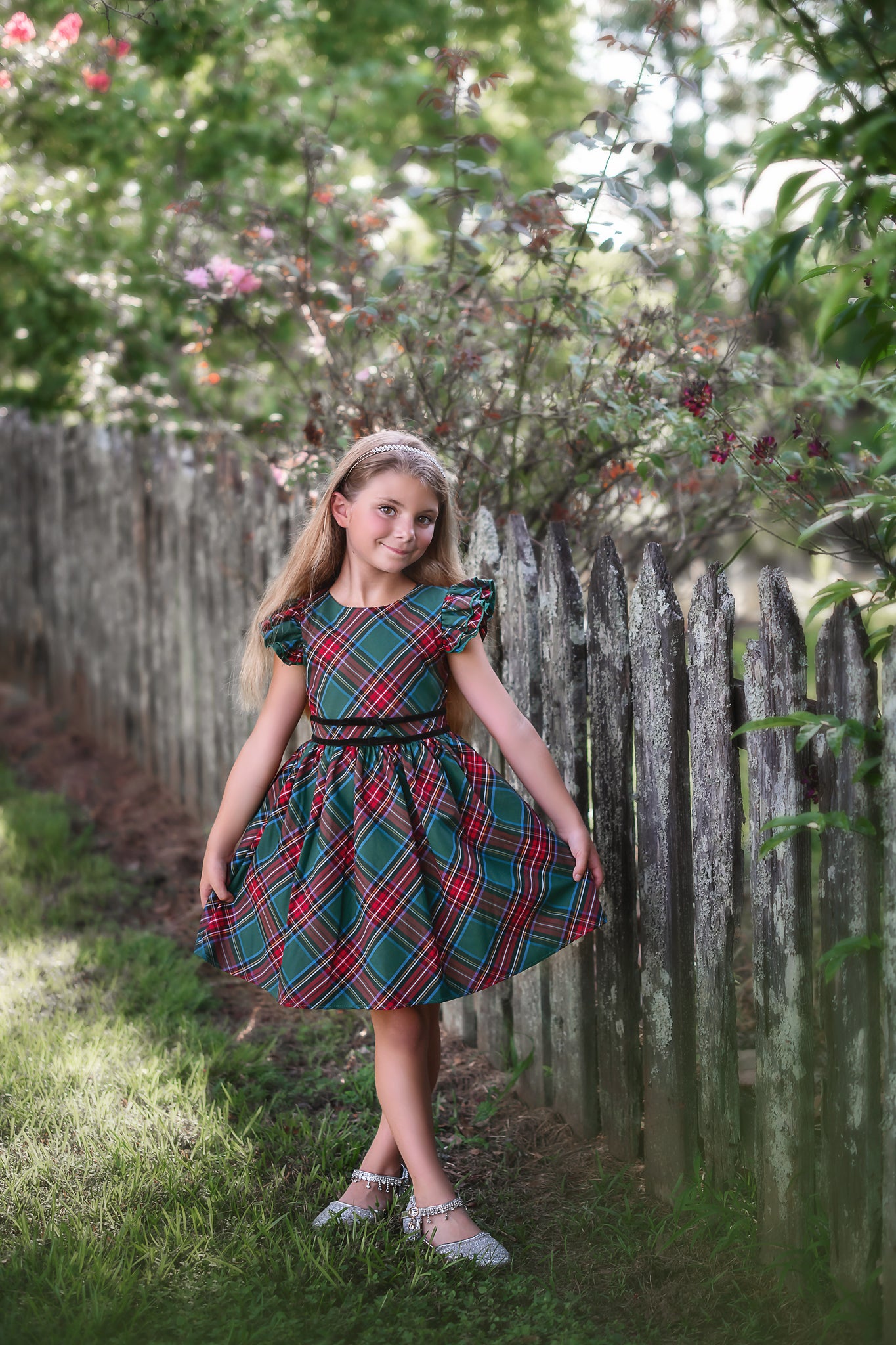 RORY DRESS EMERALD TARTAN